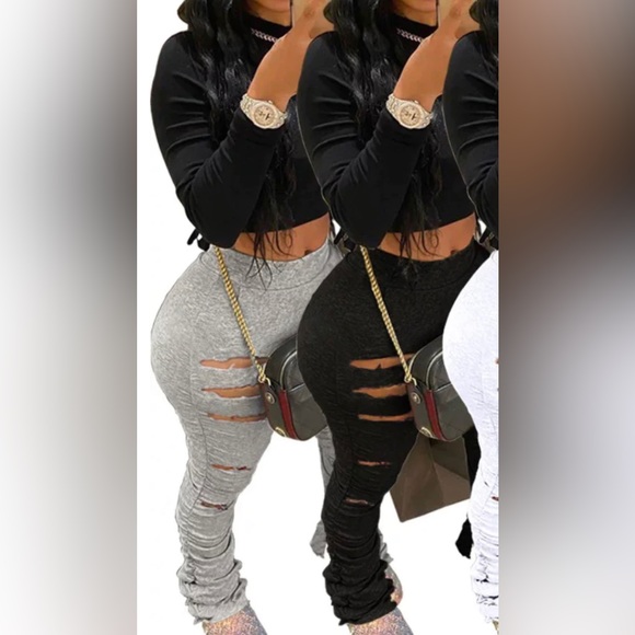 Stacked Black Pants - Picture 2 of 3